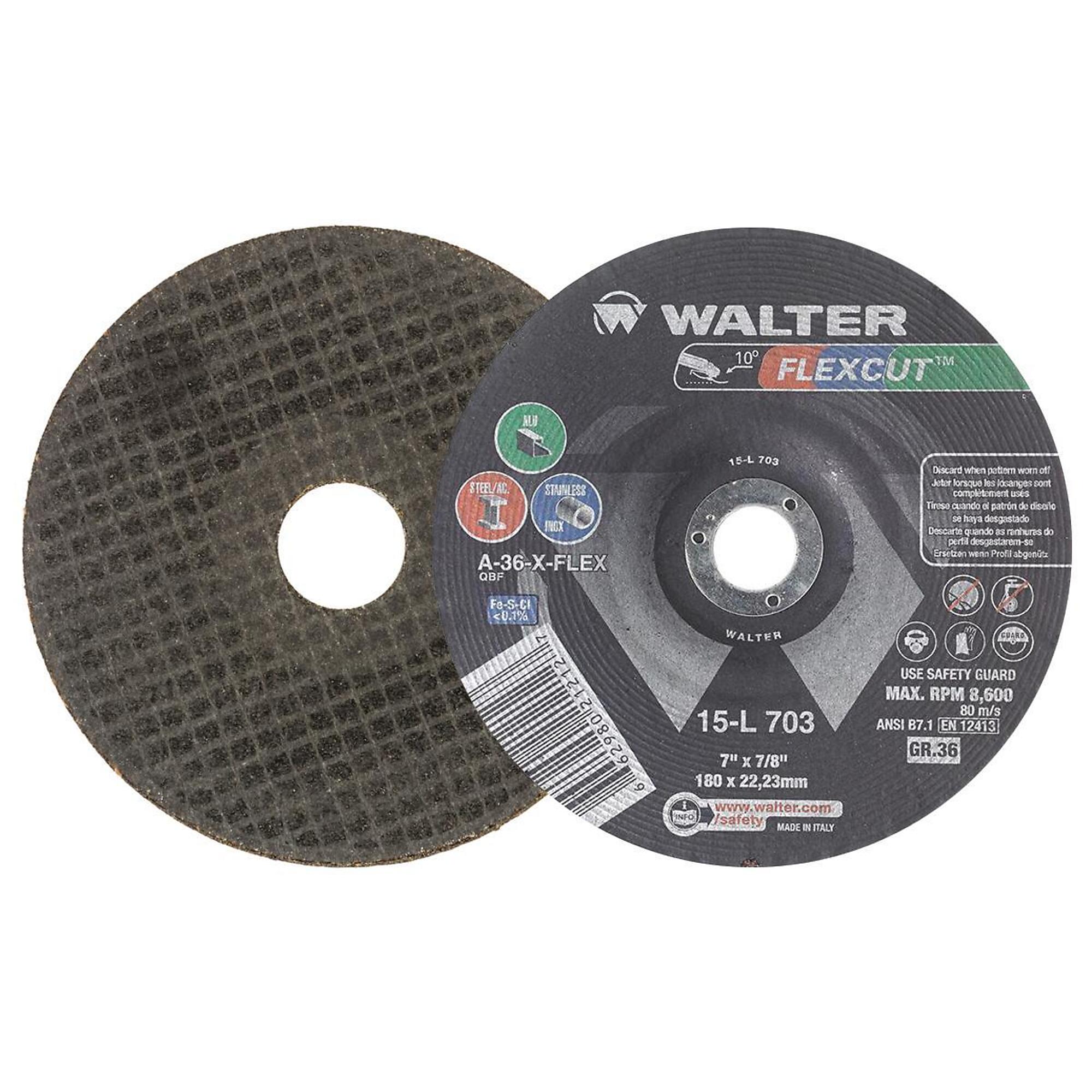 Walter Flexcut Angle Grinder Grinding Wheels — 7in., GR36, Pack of 25, Model# 15L703